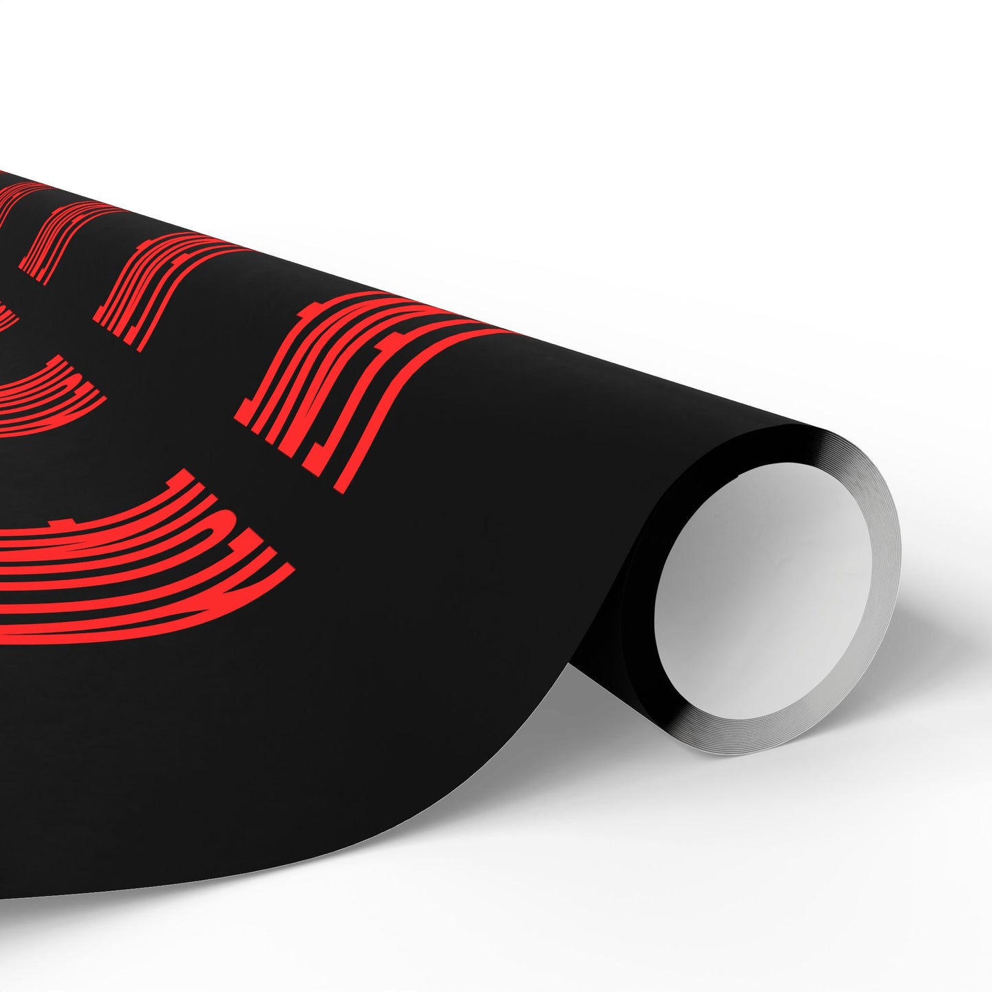 Wrapping Paper Roll — Black with Red Barcode Stripe Pattern, Modern Gift Wrap for Birthdays & Holidays