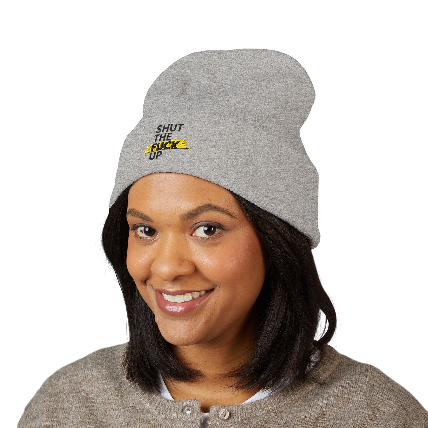 Embroidered "Shut The F*** Up" Cuffed Beanie — Bold Streetwear Winter Hat