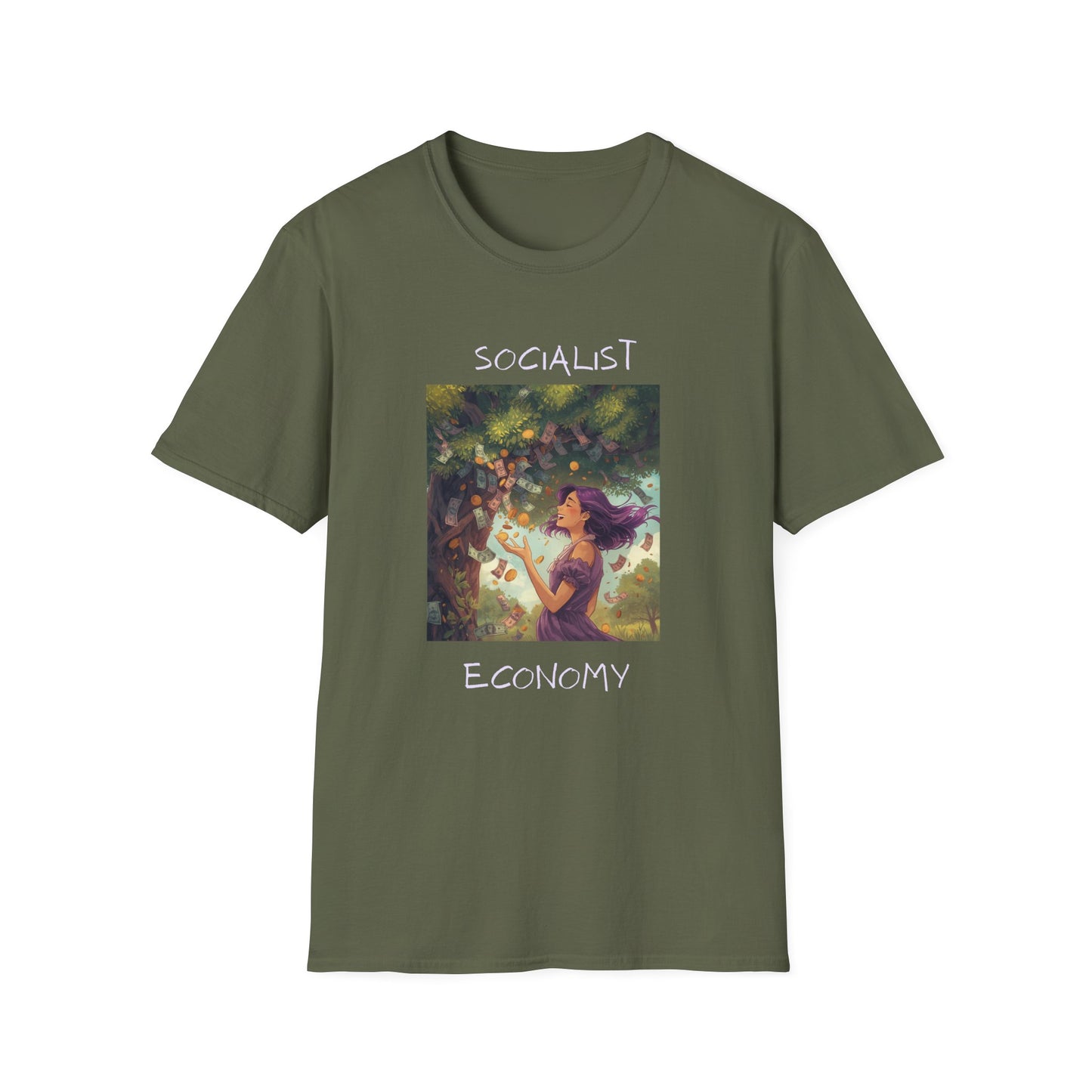 Socialist Economy T‑Shirt — Feminine Nature Illustration Political Tee