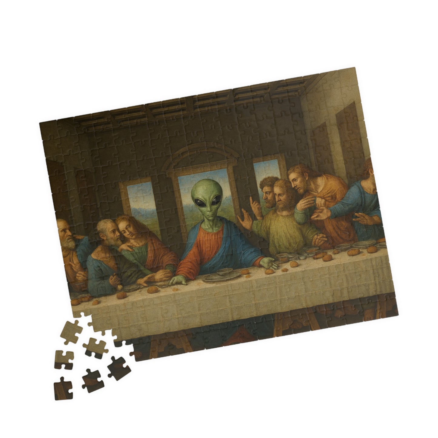Alien Last Supper Puzzle — Surreal Pop Art Jigsaw (110/252/520/1014 pcs)