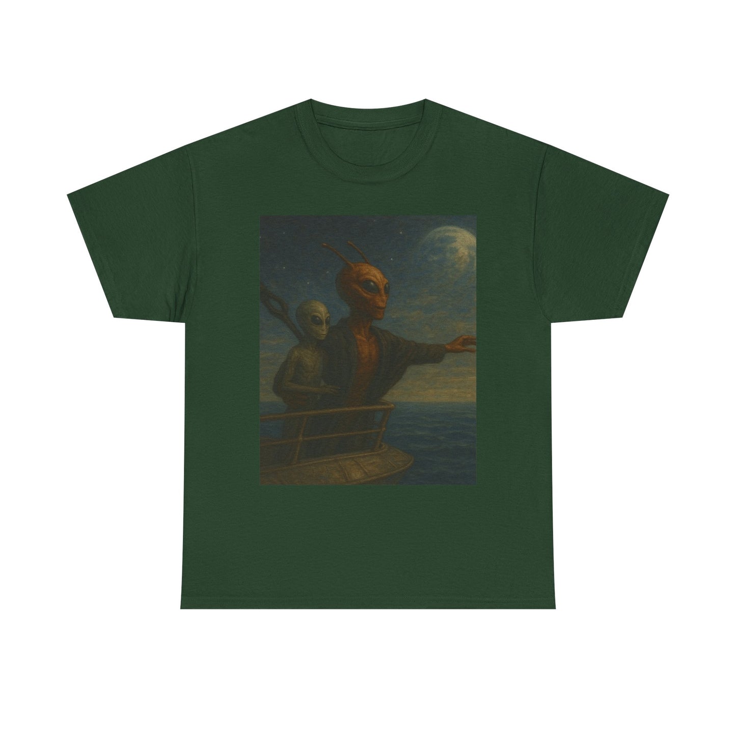 Vintage Gothic Painting Tee — Moonlit Ghost Ship Art T-Shirt