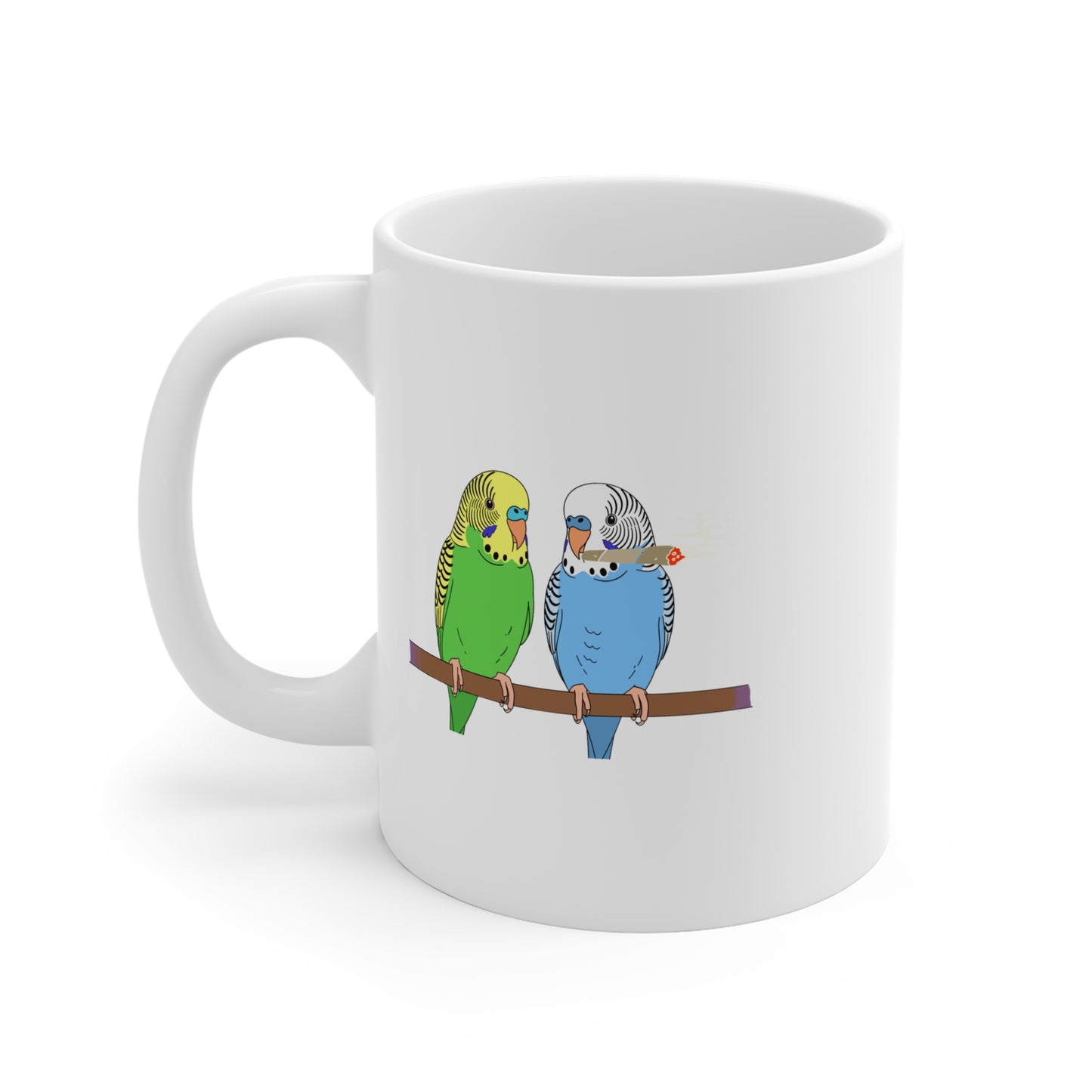 2 Birds 1 Stoned Coffee Mug — Cute Budgerigar Parakeet Bird Lover Gift (11oz)