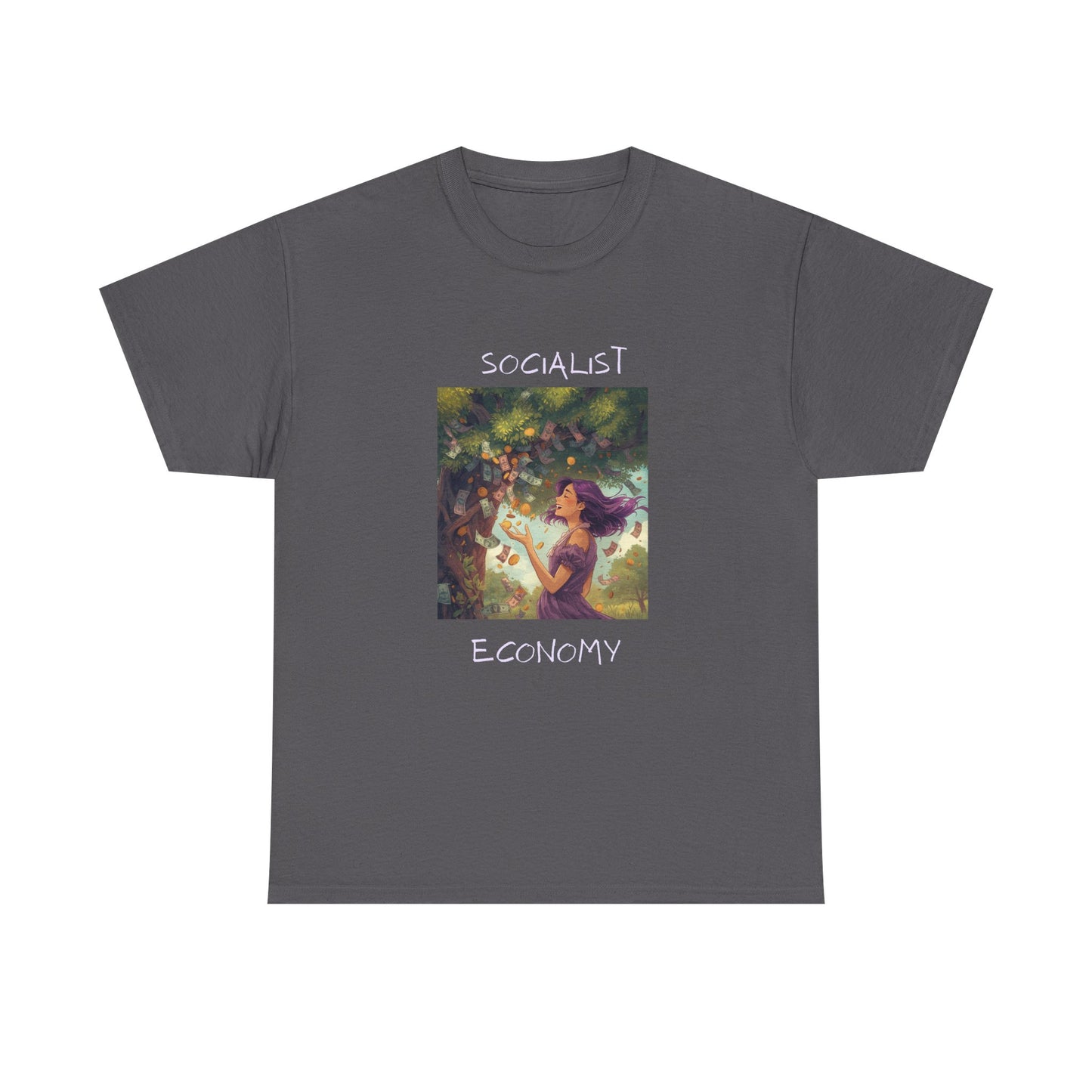 Socialist Economy Graphic Tee — Retro Fairy Illustration Political T‑Shirt