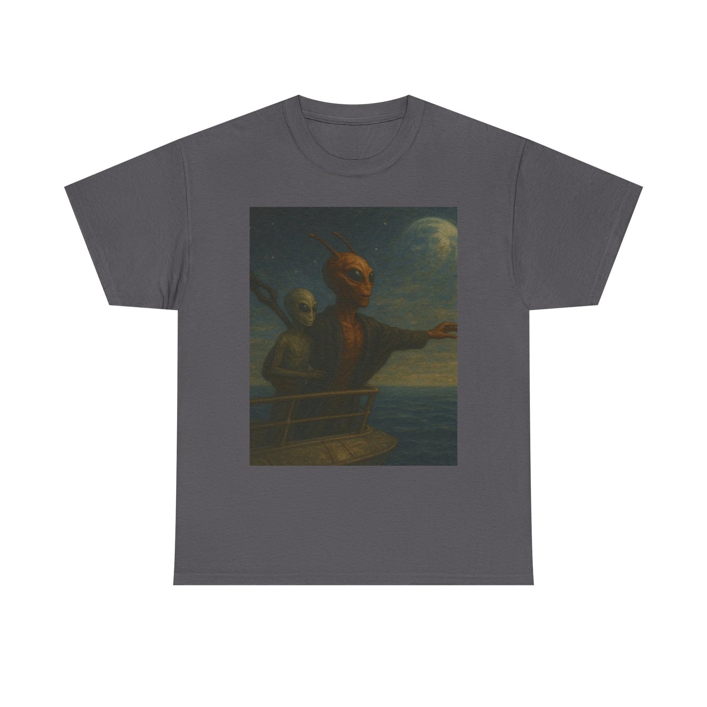 Vintage Gothic Painting Tee — Moonlit Ghost Ship Art T-Shirt