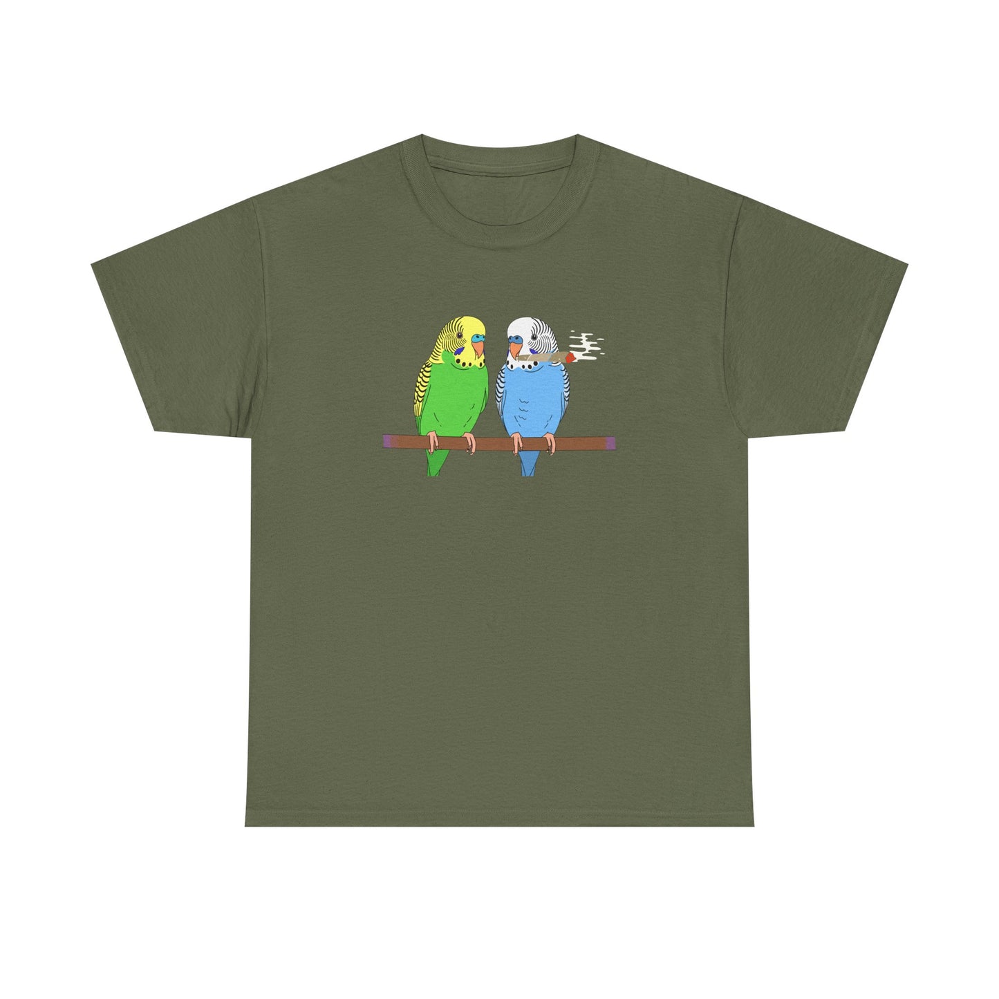 2 Birds 1 Stoned T-Shirt — Cute Parakeet Pair Graphic Tee