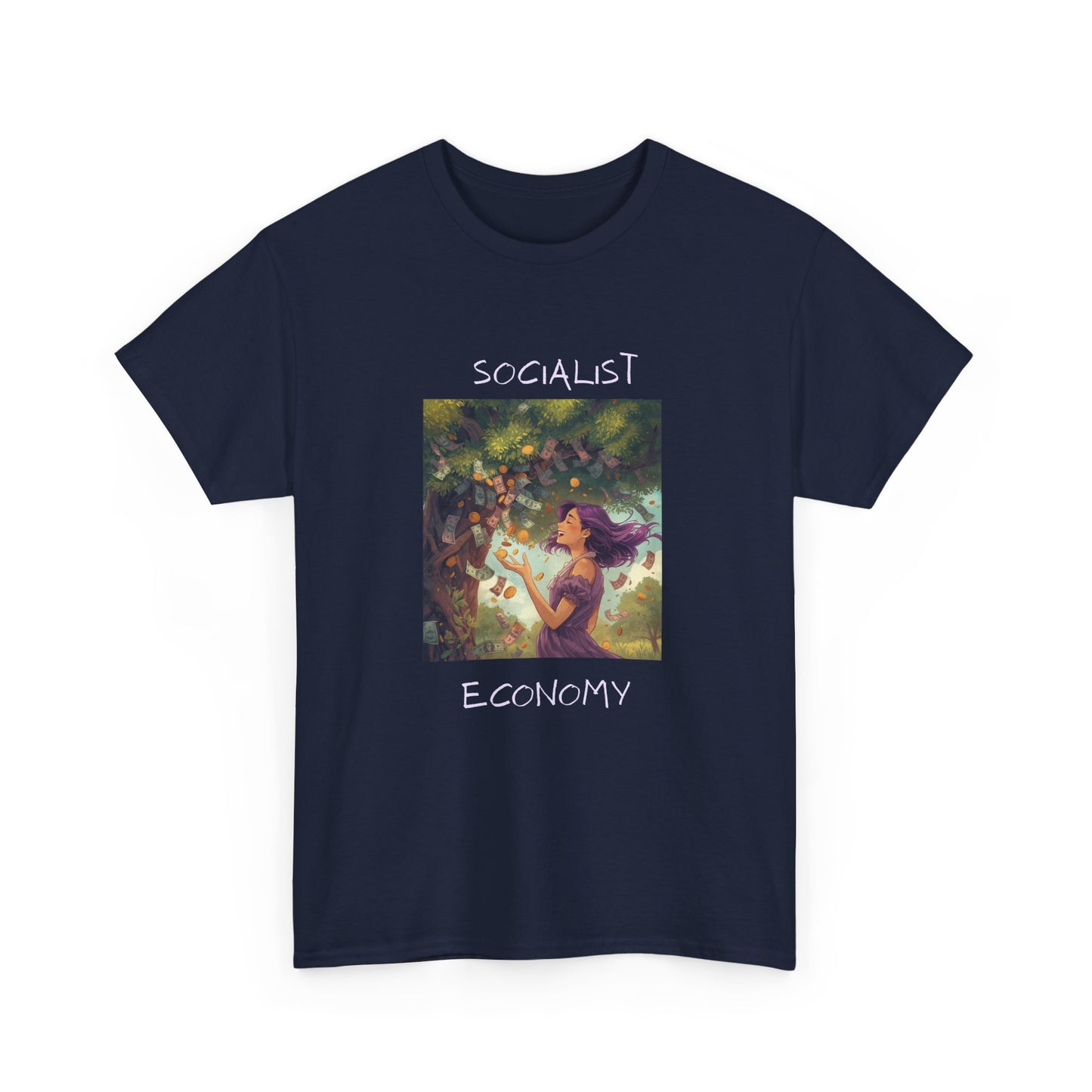 Socialist Economy Graphic Tee — Retro Fairy Illustration Political T‑Shirt
