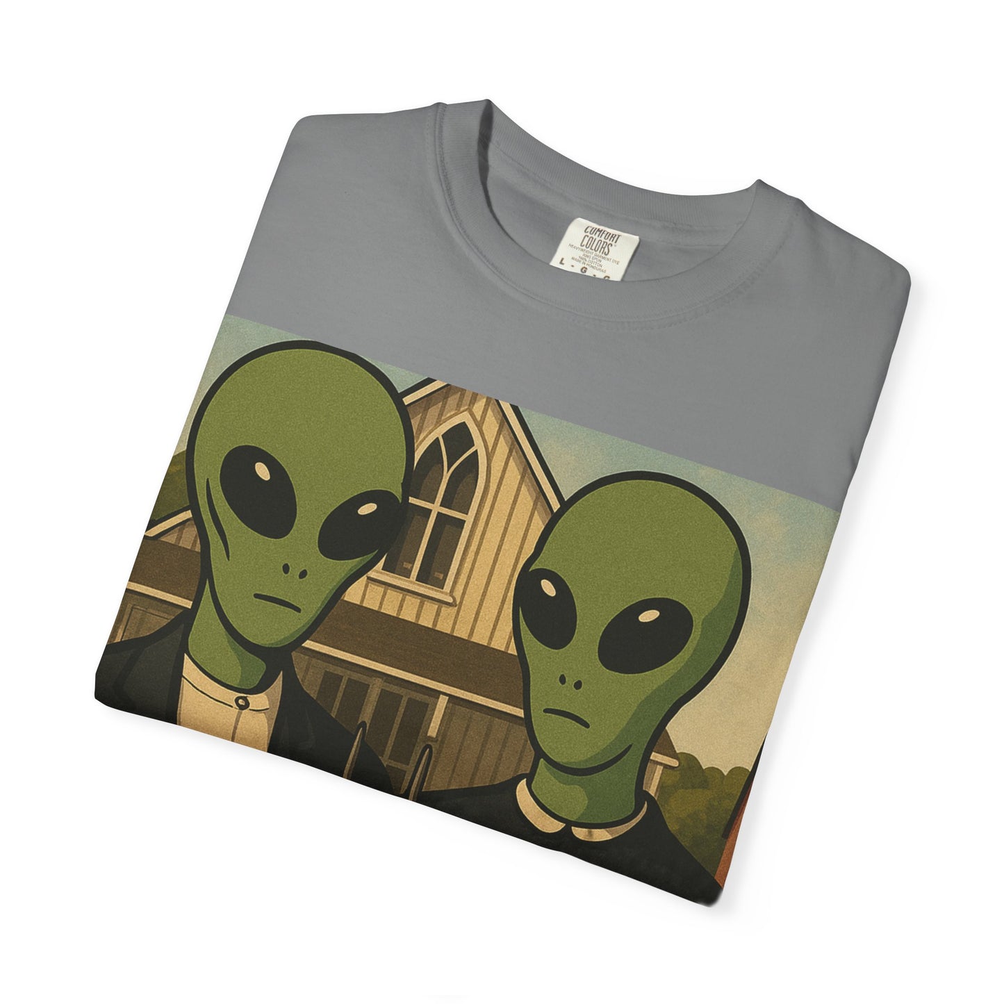 Alien Gothic T-Shirt — Parody of American Gothic Art