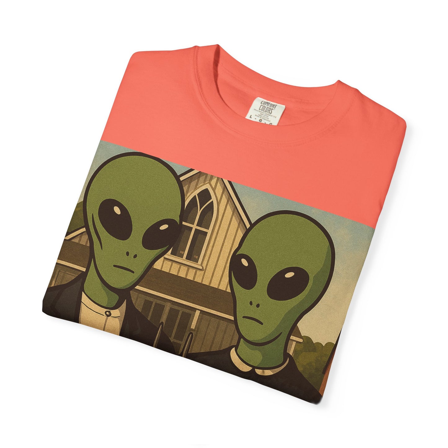 Alien Gothic T-Shirt — Parody of American Gothic Art