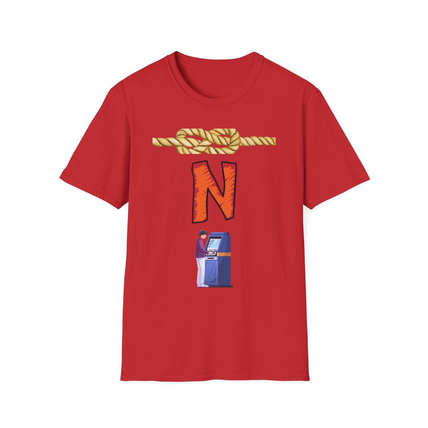 N Letter Graphic T-Shirt — Nautical Rope & Arcade Gamer Design