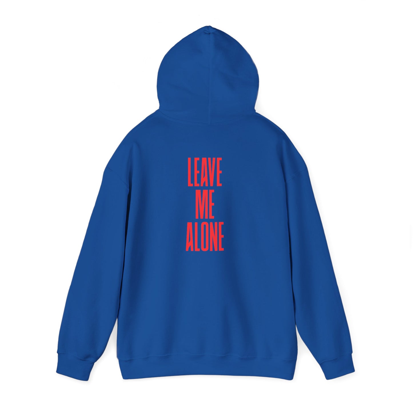 Leave Me Alone Hoodie — Minimal Pink Text Graphic Hooded Sweatshirt