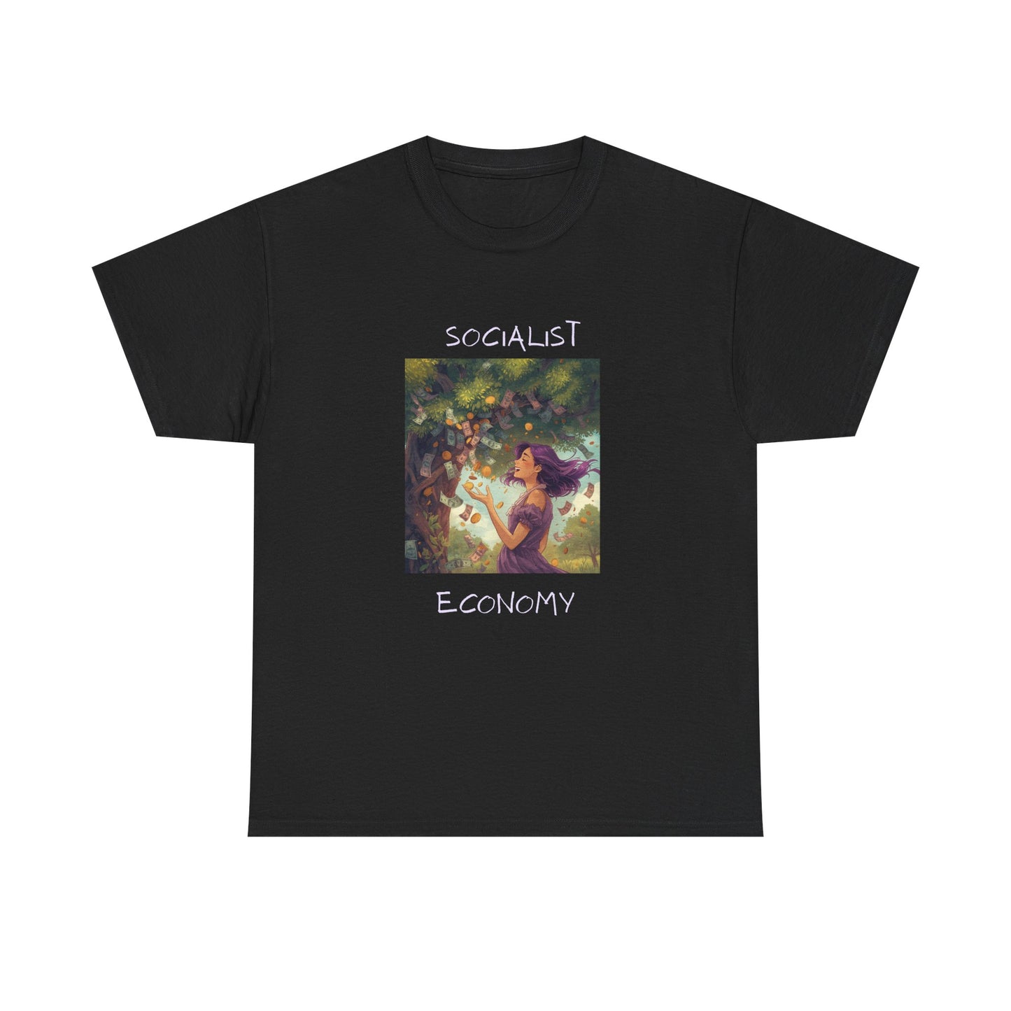 Socialist Economy Graphic Tee — Retro Fairy Illustration Political T‑Shirt