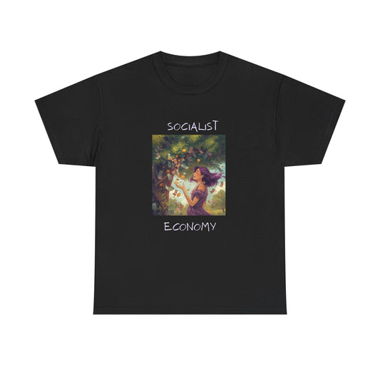 Socialist Economy Graphic Tee — Retro Fairy Illustration Political T‑Shirt