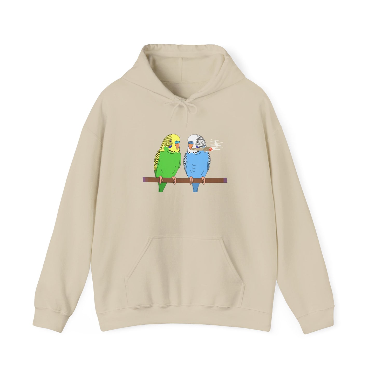 2 Birds 1 Stoned Hoodie – Cute Paired Budgerigar Bird Graphic Sweatshirt