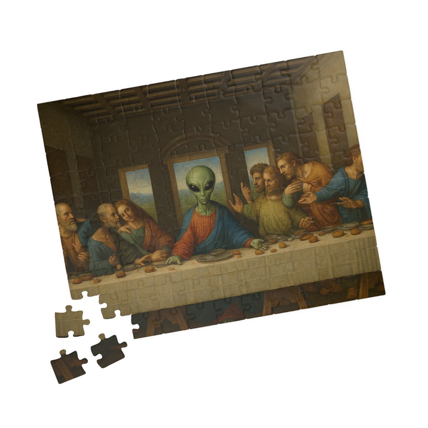 Alien Last Supper Puzzle — Surreal Pop Art Jigsaw (110/252/520/1014 pcs)