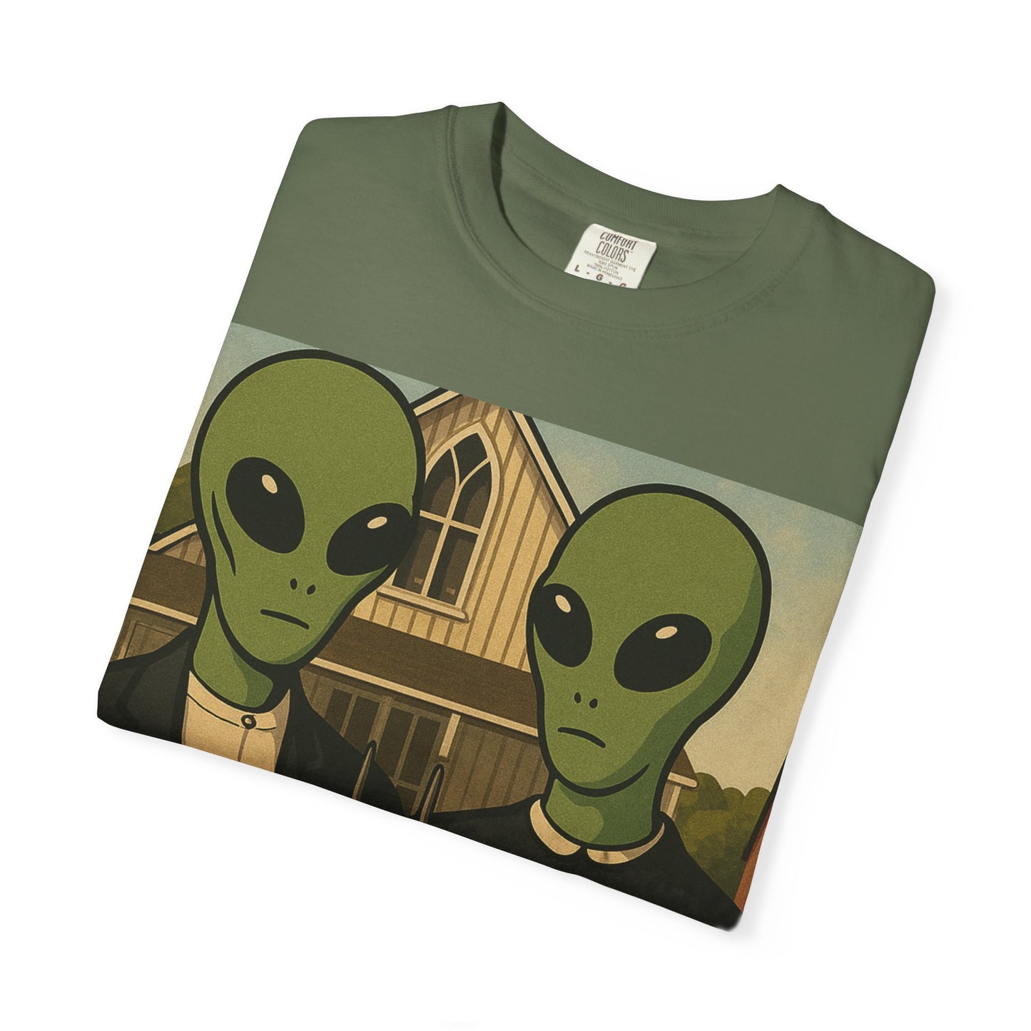 Alien Gothic T-Shirt — Parody of American Gothic Art
