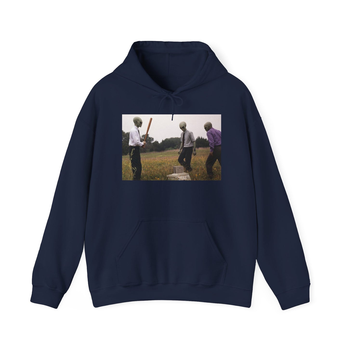 Hoodie — Vintage Field Photo Crew Baseball Bat Retro Graphic Hoodie