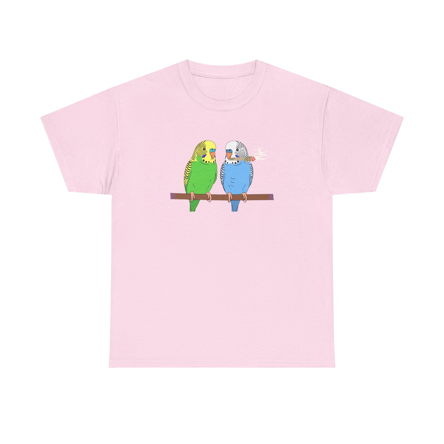 2 Birds 1 Stoned T-Shirt — Cute Parakeet Pair Graphic Tee