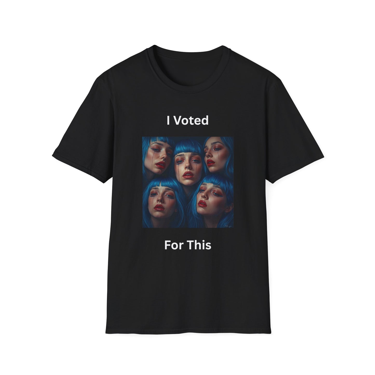 I Voted For This Graphic T-Shirt — Blue Hair Portrait Collage Tee