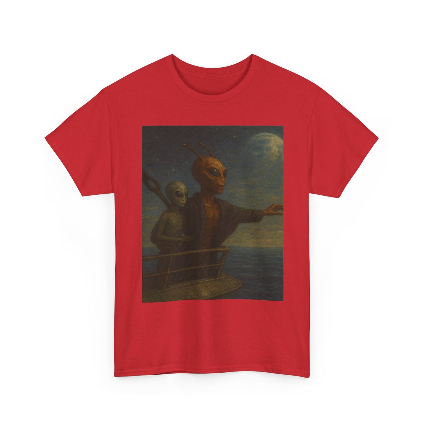 Vintage Gothic Painting Tee — Moonlit Ghost Ship Art T-Shirt