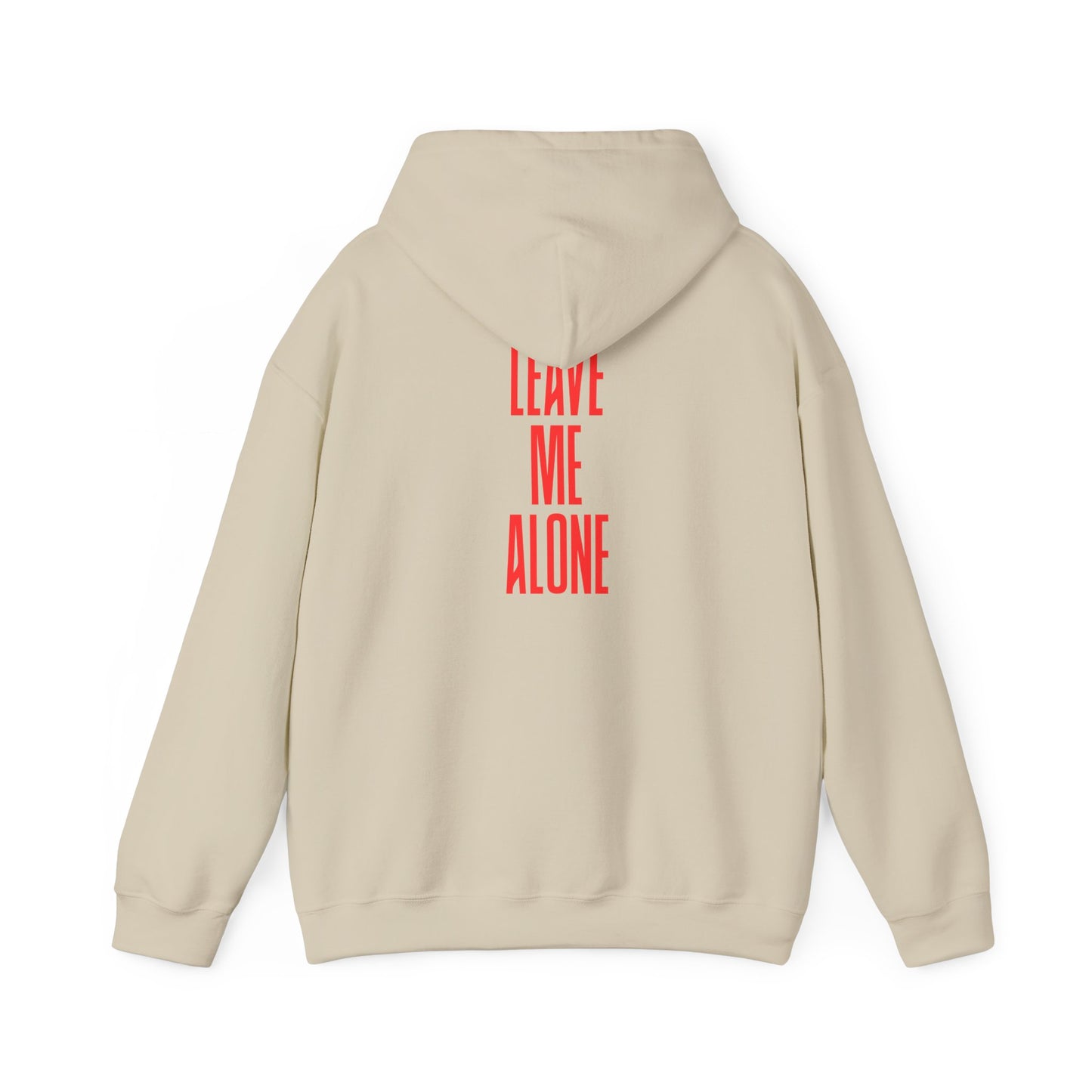 Leave Me Alone Hoodie — Minimal Pink Text Graphic Hooded Sweatshirt