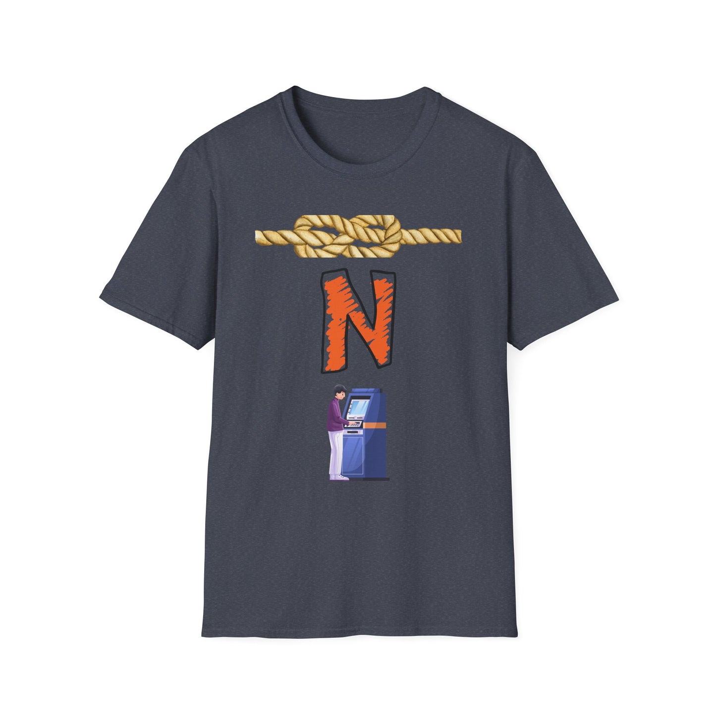 N Letter Graphic T-Shirt — Nautical Rope & Arcade Gamer Design