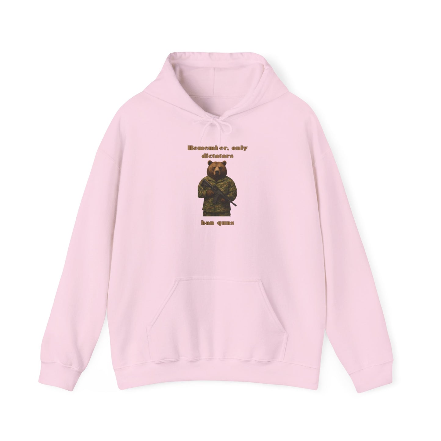 Military Bear Graphic Hoodie — "Brownsack, salty dictators have eyes" Novelty Streetwear