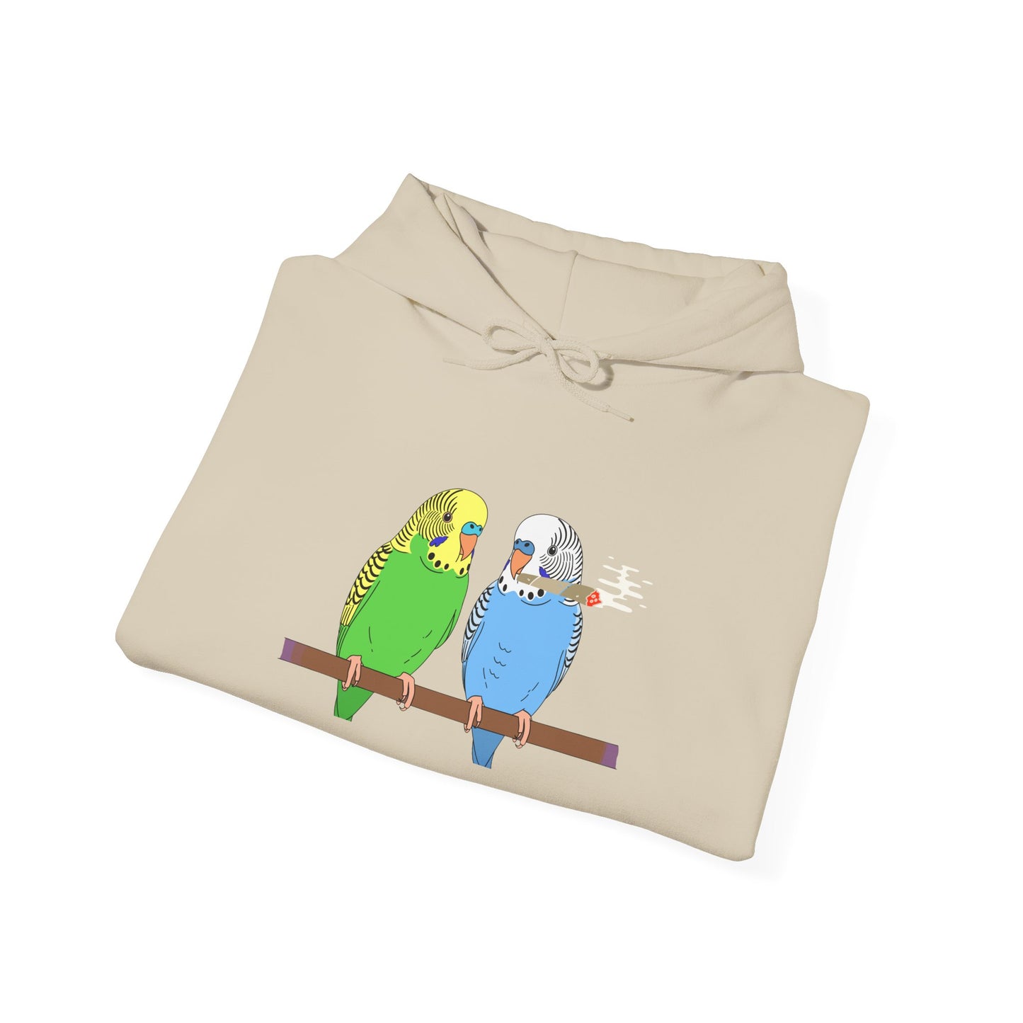 2 Birds 1 Stoned Hoodie – Cute Paired Budgerigar Bird Graphic Sweatshirt