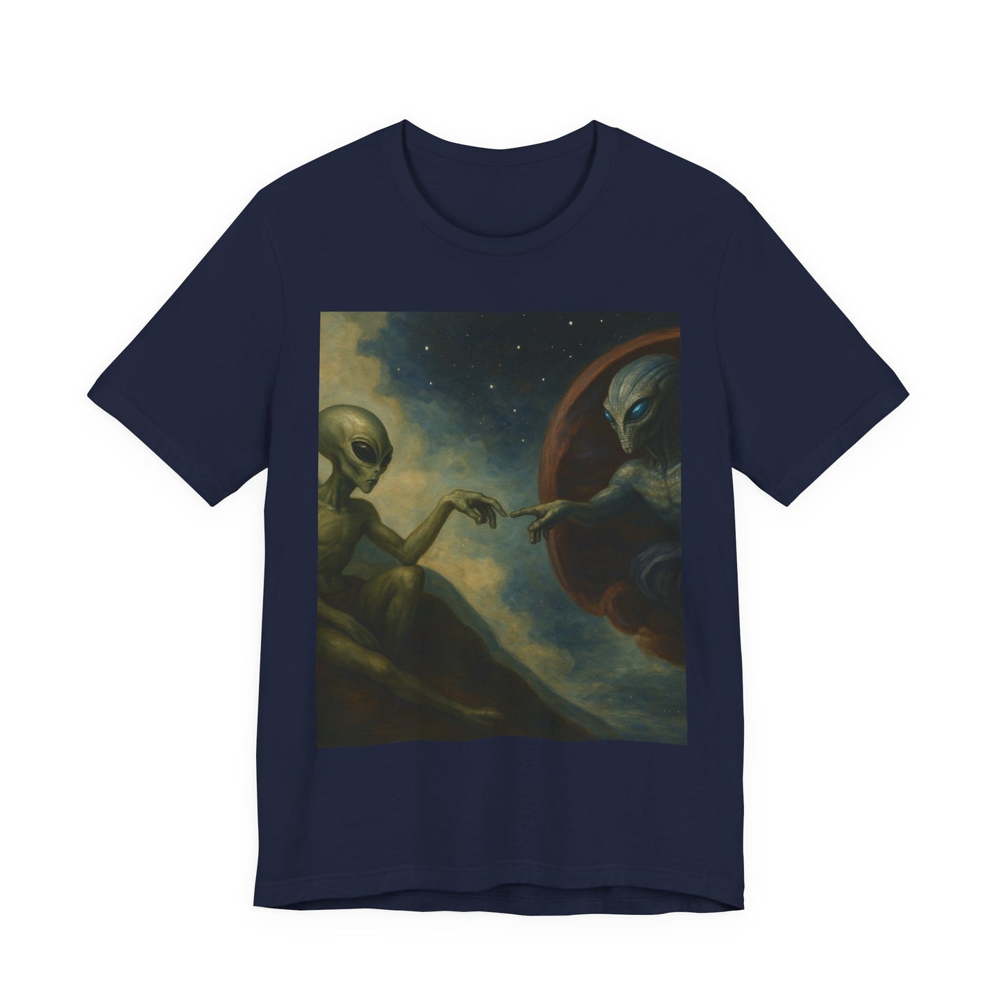 Alien Creation Tee — Cosmic Michelangelo Graphic T-Shirt