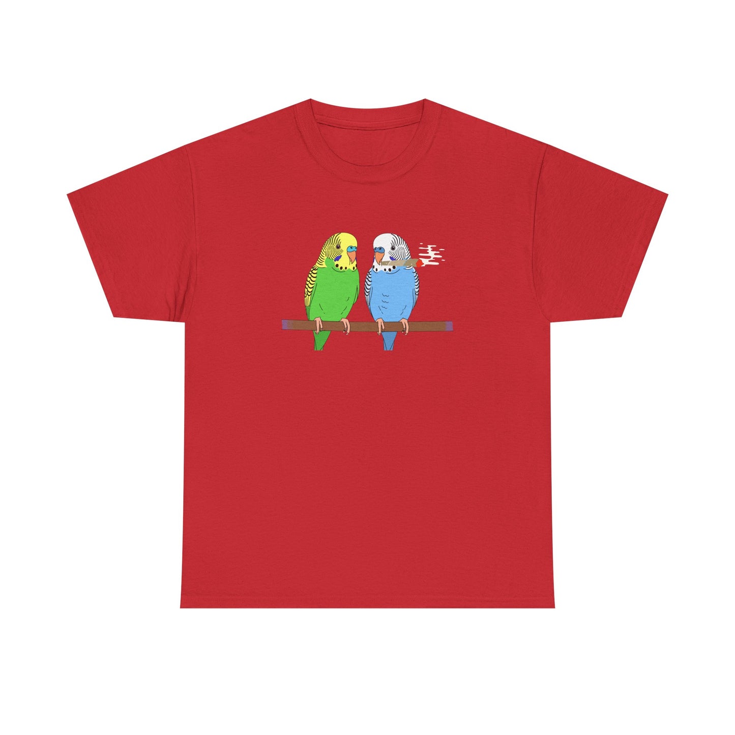2 Birds 1 Stoned T-Shirt — Cute Parakeet Pair Graphic Tee