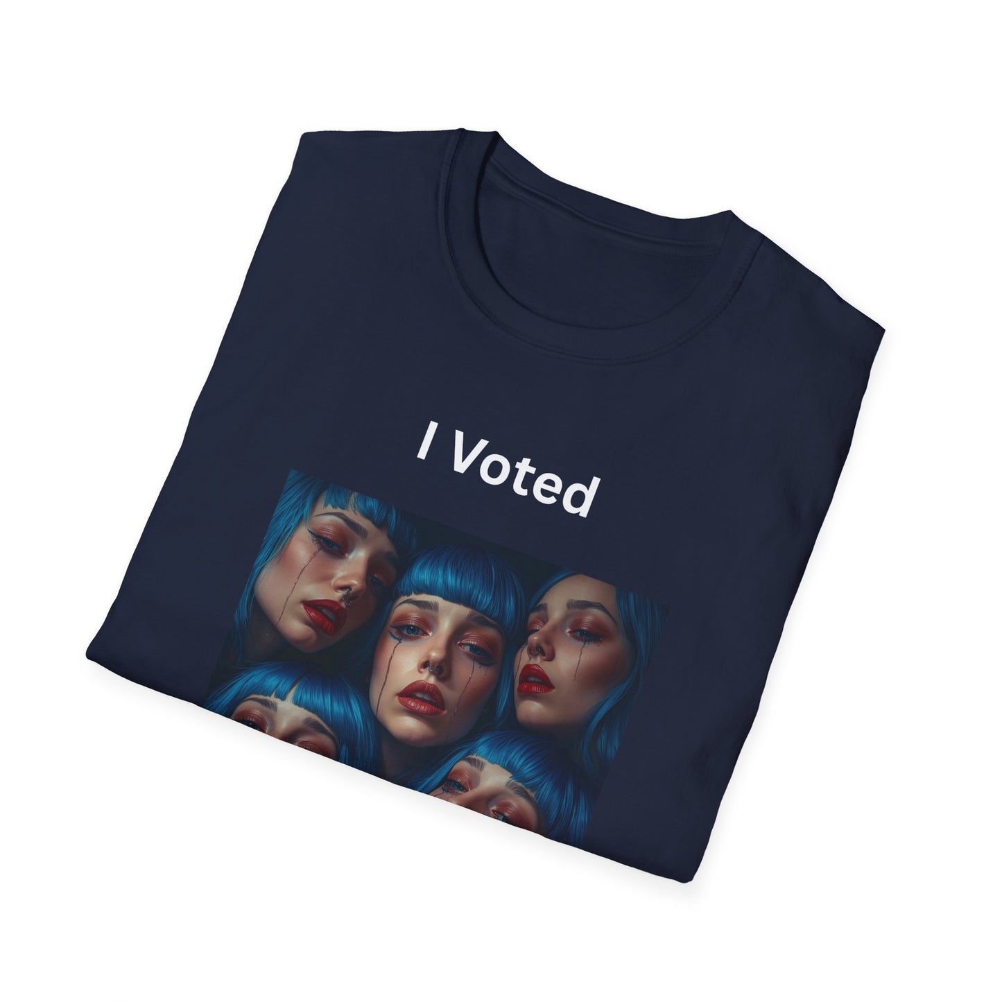 I Voted For This Graphic T-Shirt — Blue Hair Portrait Collage Tee