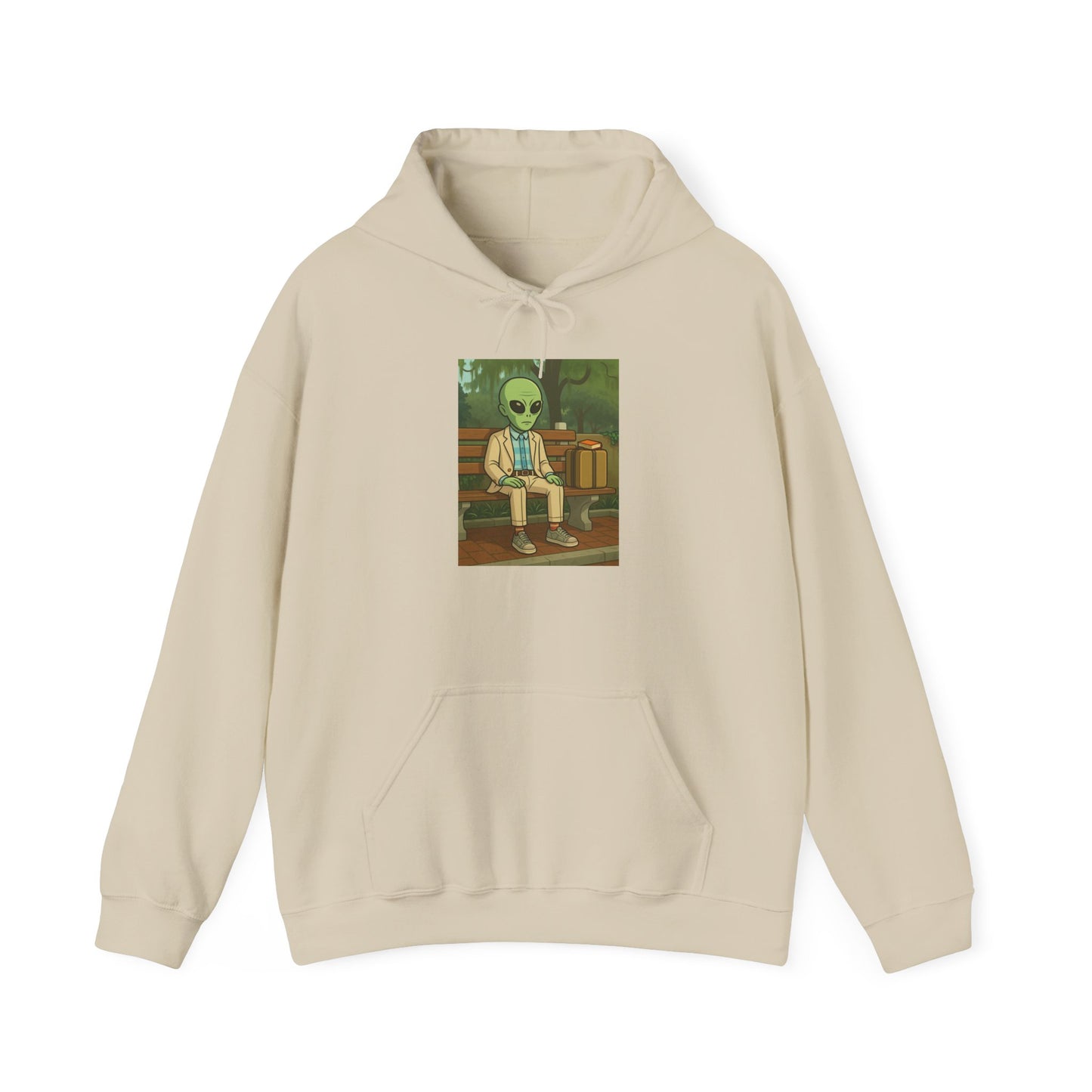 Gump Hoodie – Retro Green Alien Illustration Pullover