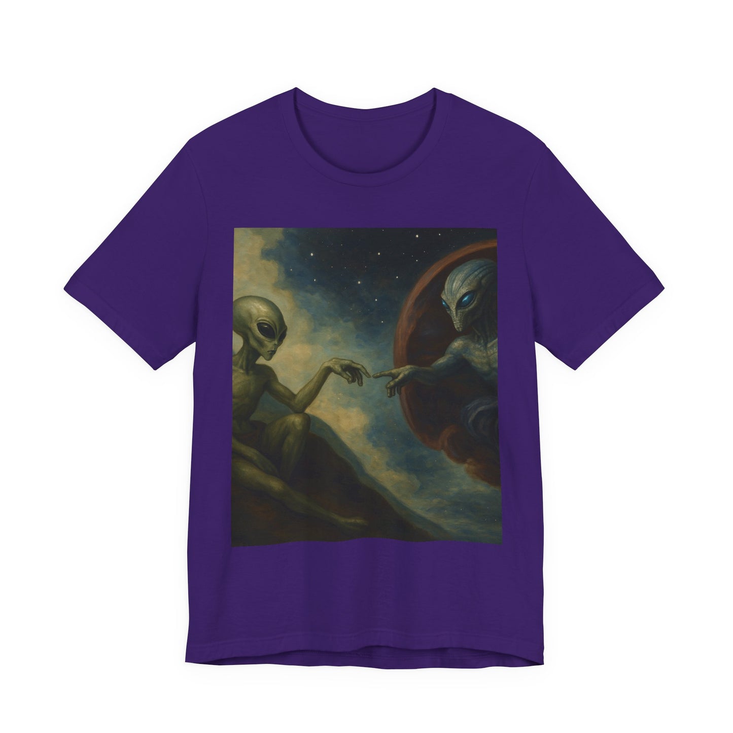 Alien Creation Tee — Cosmic Michelangelo Graphic T-Shirt