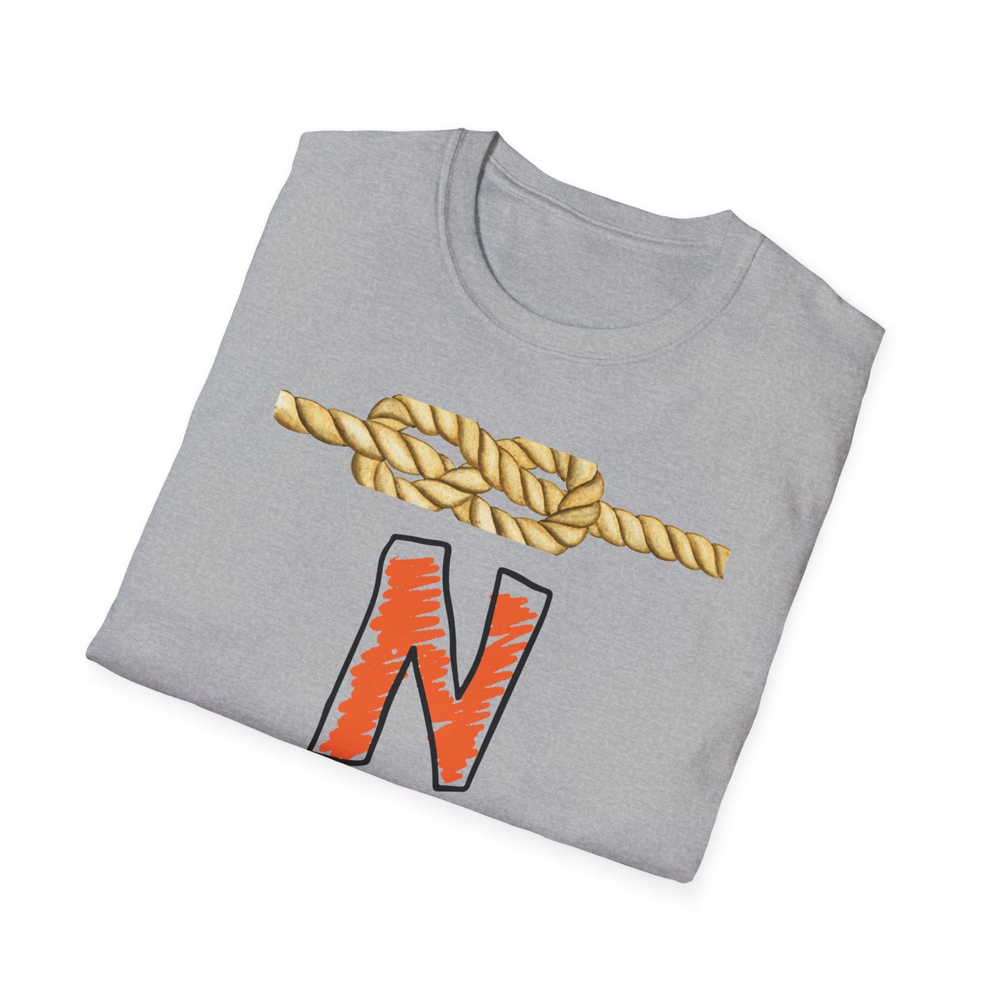 N Letter Graphic T-Shirt — Nautical Rope & Arcade Gamer Design