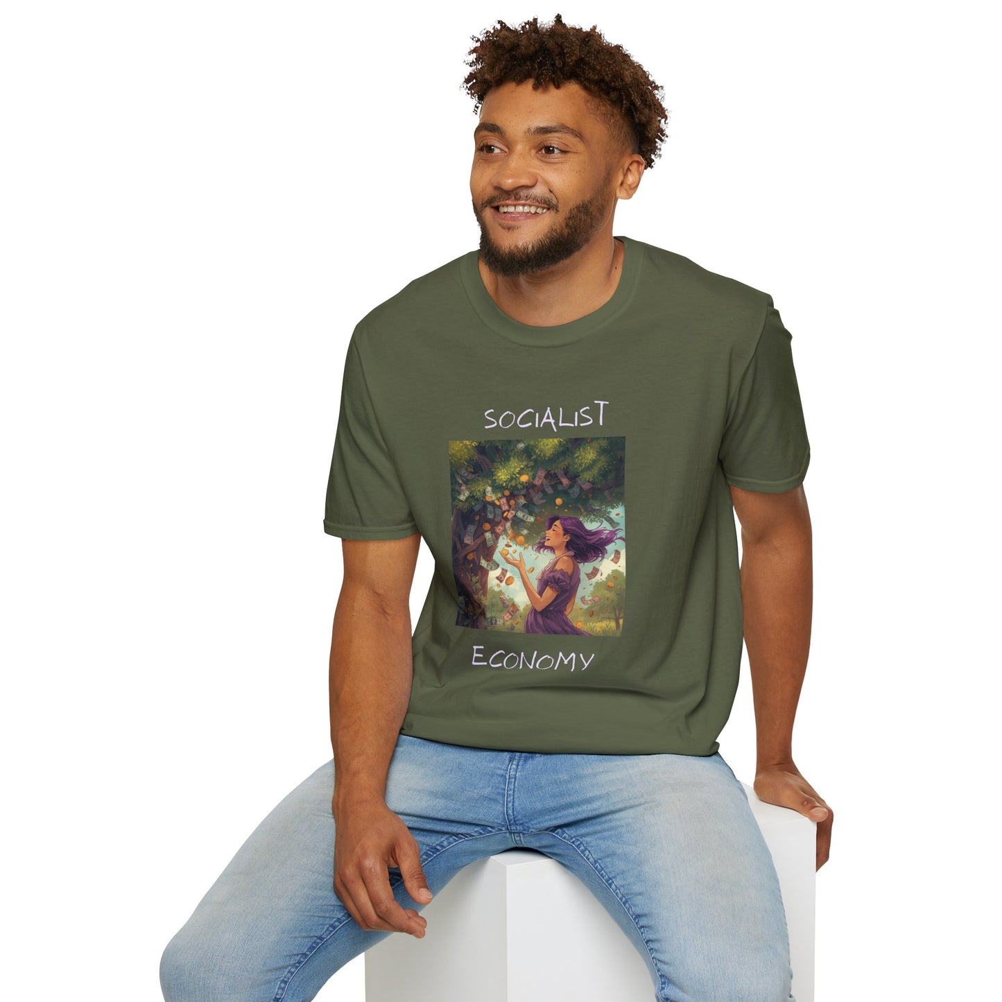 Socialist Economy Graphic T-Shirt — Whimsical Nature Illustration