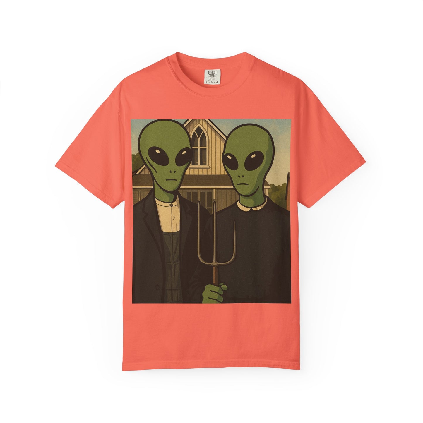 Alien Gothic T-Shirt — Parody of American Gothic Art