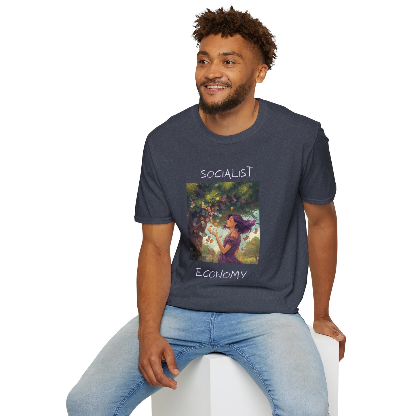 Socialist Economy Graphic T-Shirt — Whimsical Nature Illustration