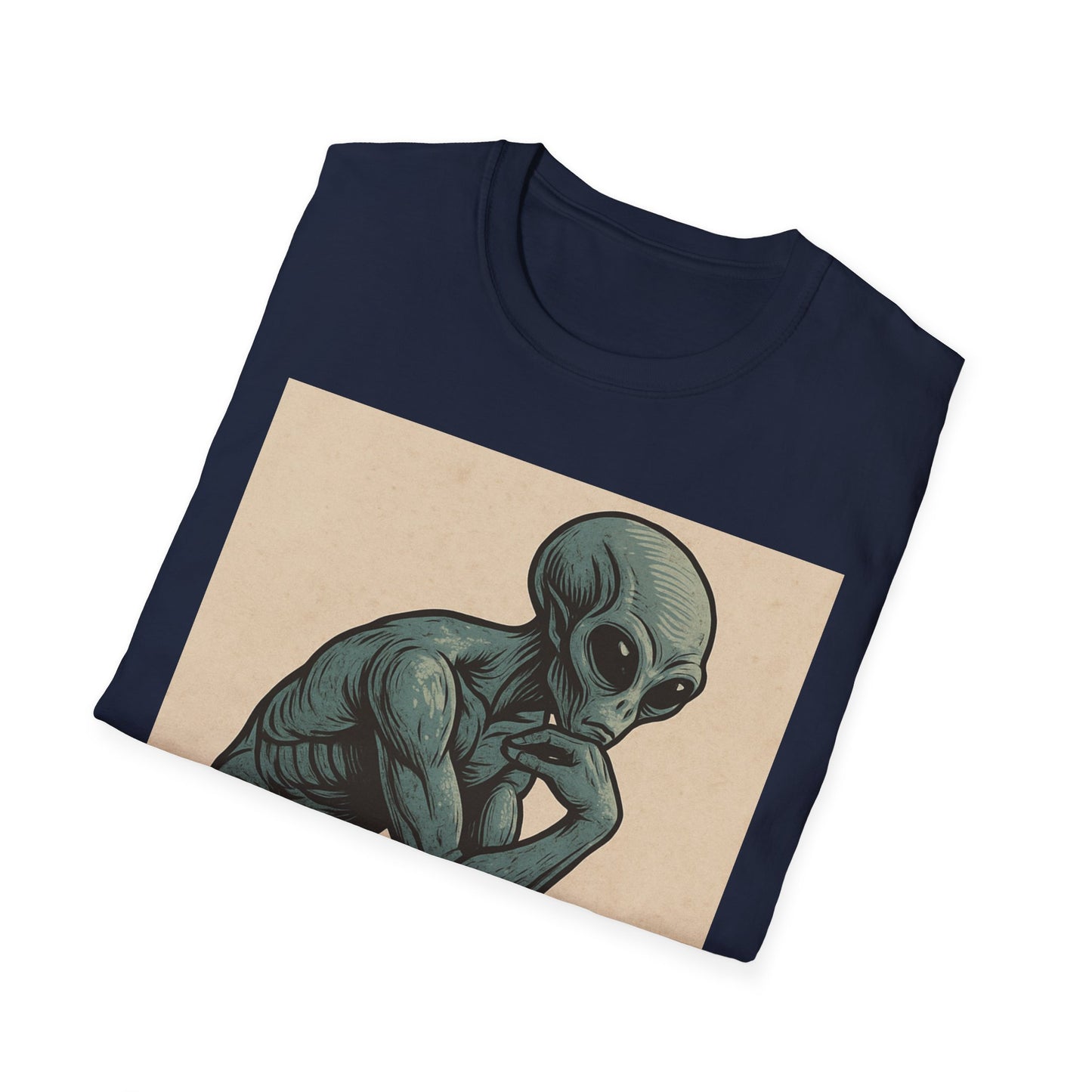 Alien Thinker T-Shirt — Retro Art Sci‑Fi Graphic Tee