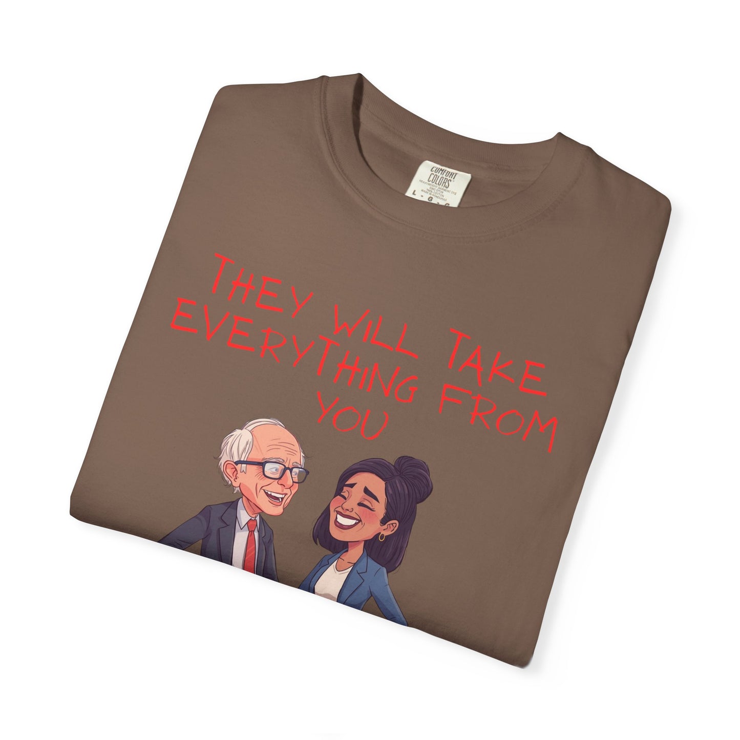 T-Shirt — 'They Will Take Everything From You But Your Job' Cartoon Duo Graphic Tee