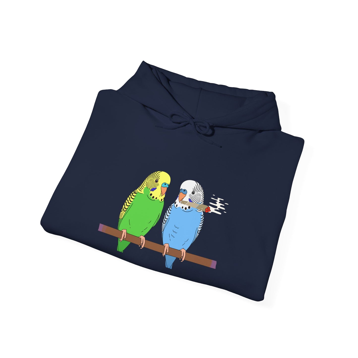 2 Birds 1 Stoned Hoodie – Cute Paired Budgerigar Bird Graphic Sweatshirt