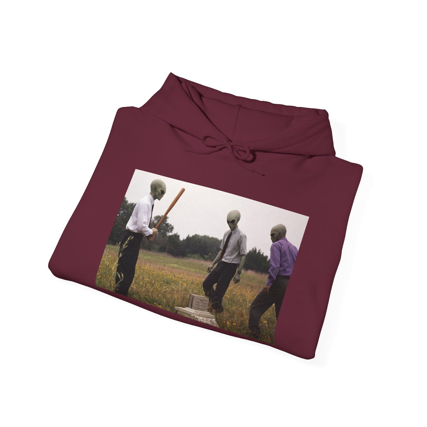 Hoodie — Vintage Field Photo Crew Baseball Bat Retro Graphic Hoodie