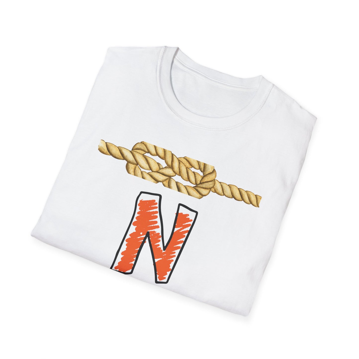 N Letter Graphic T-Shirt — Nautical Rope & Arcade Gamer Design