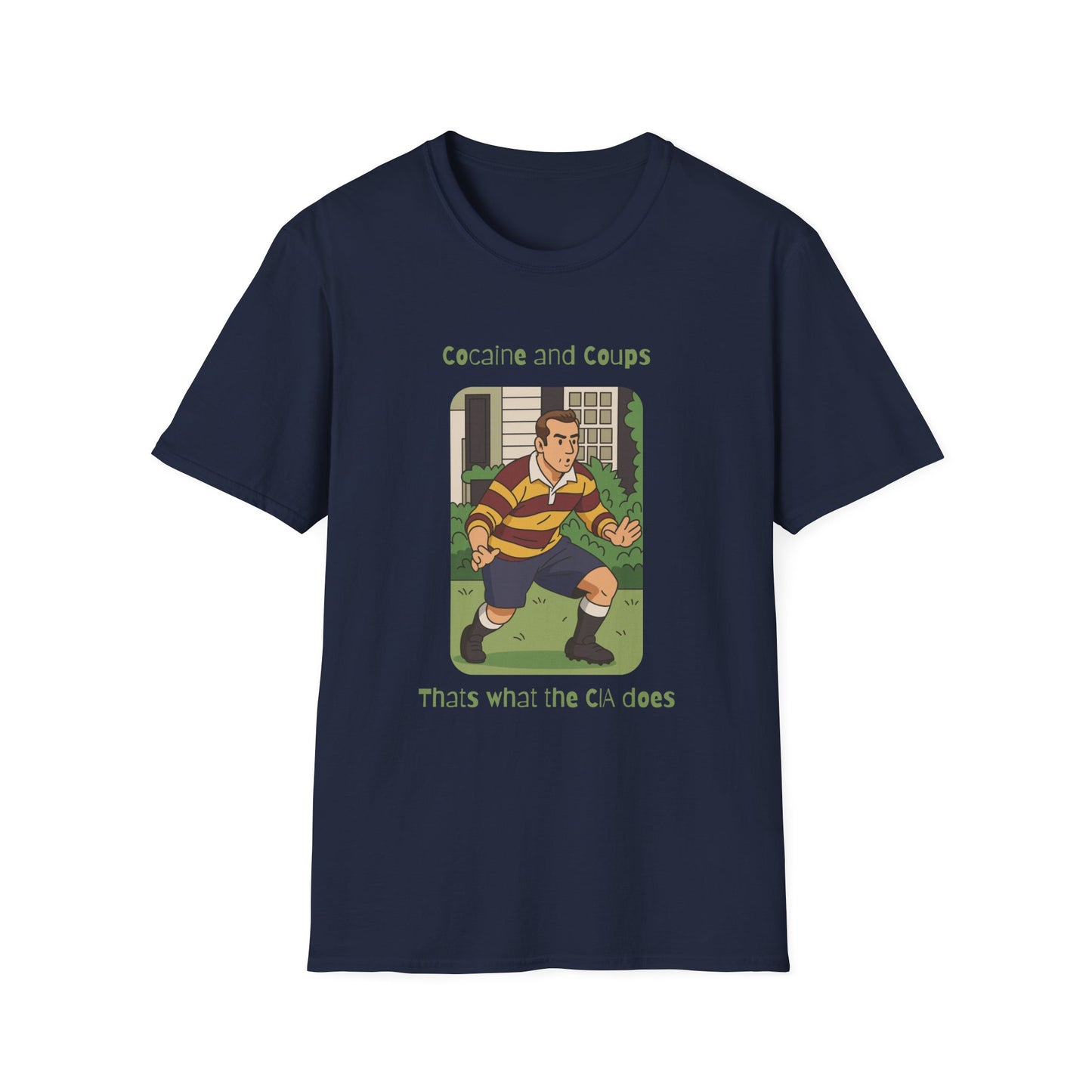 Rugby Player Illustration T-Shirt — 'Courage and Cupps' Vintage Sports Tee