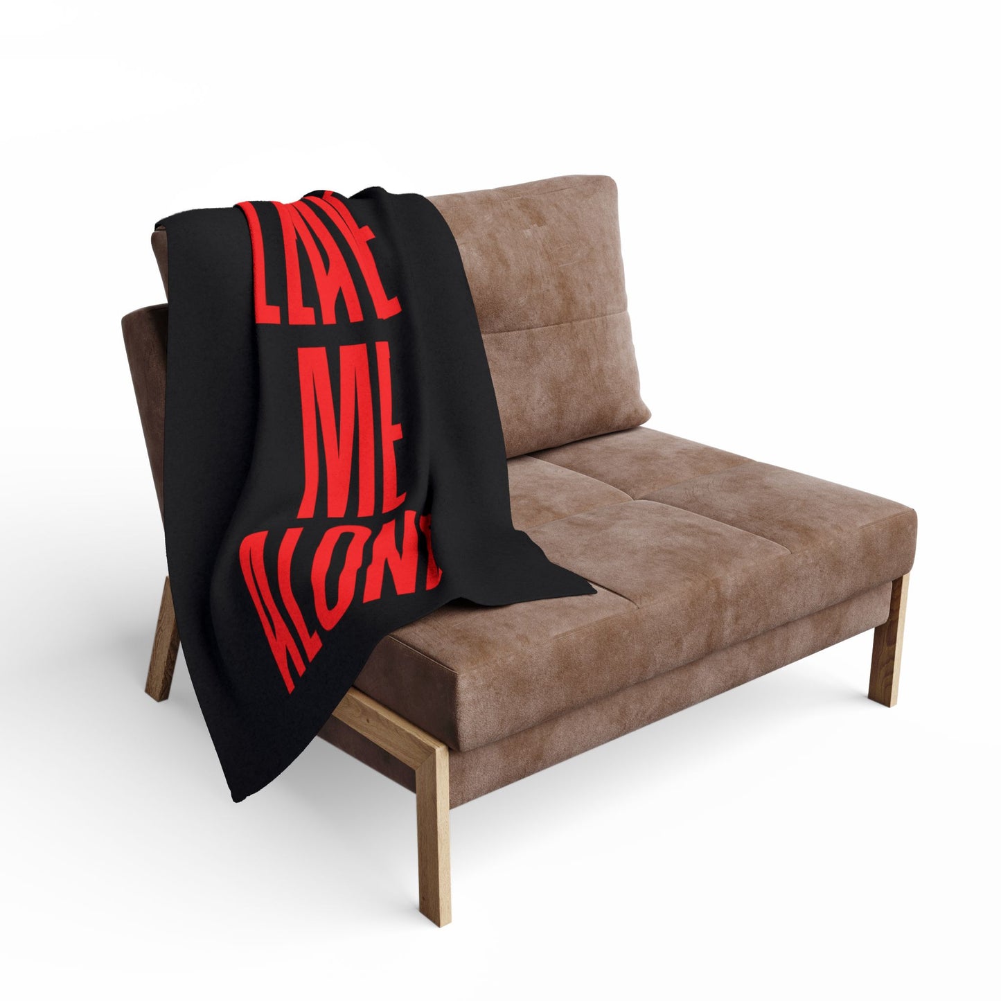 Leave Me Alone Fleece Blanket — Bold Red Typography on Black Arctic Throw