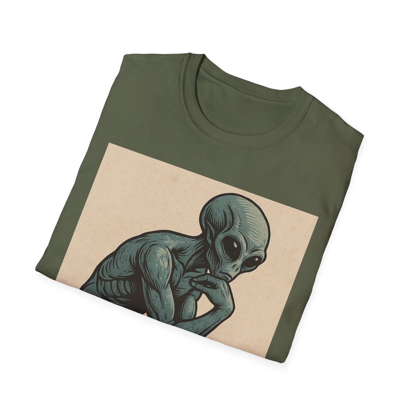 Alien Thinker T-Shirt — Retro Art Sci‑Fi Graphic Tee