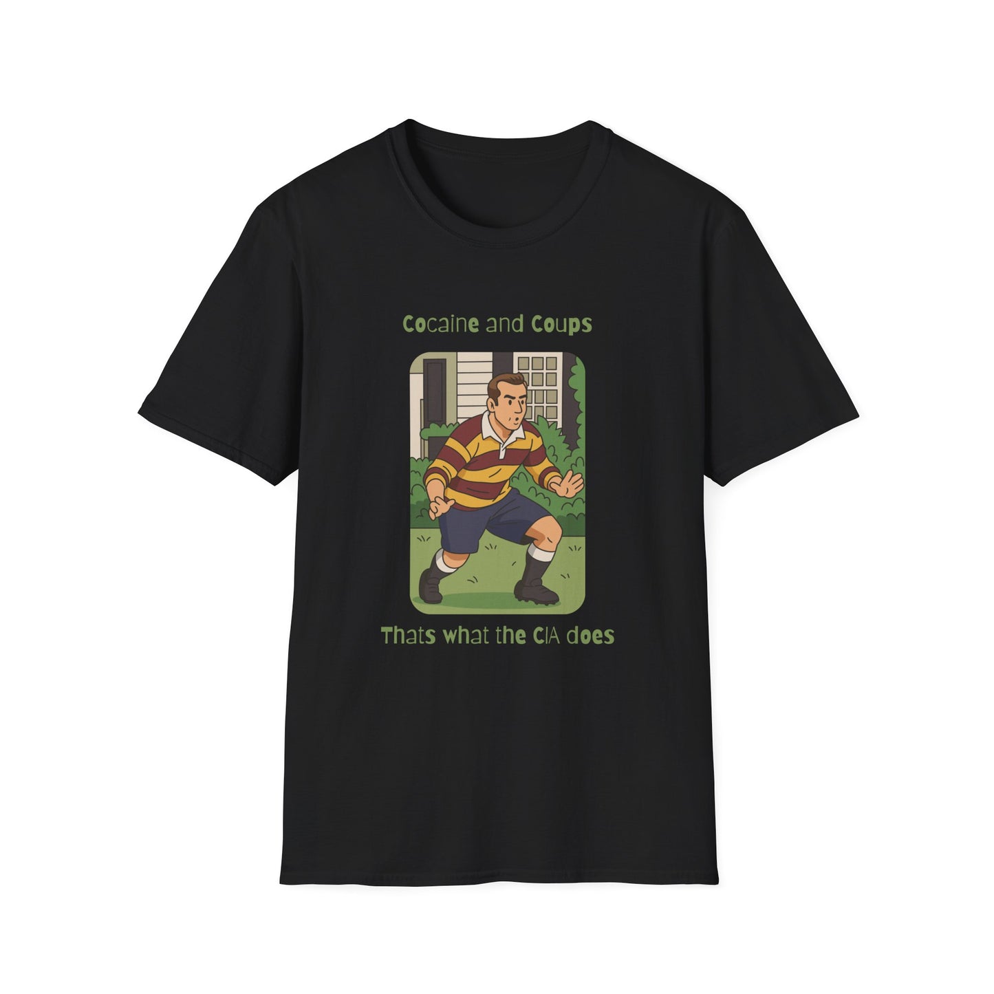 Rugby Player Illustration T-Shirt — 'Courage and Cupps' Vintage Sports Tee