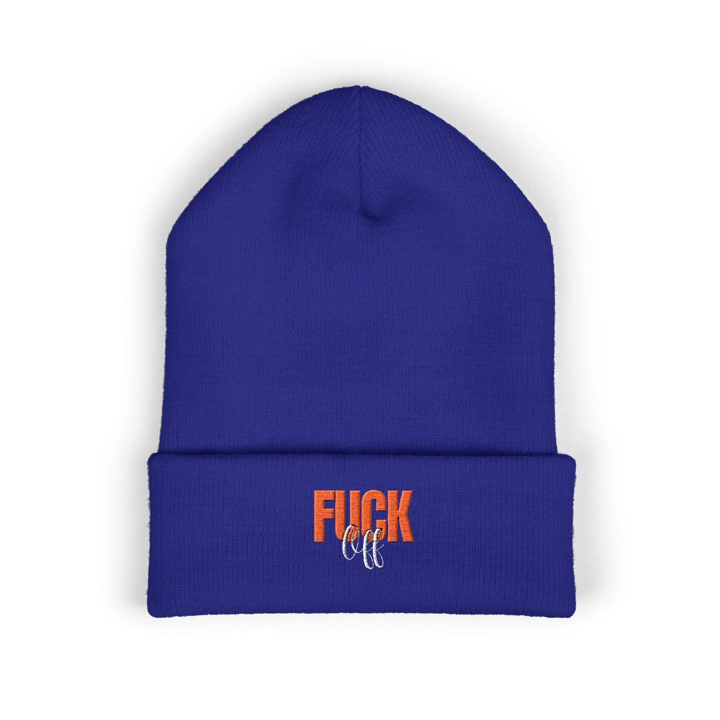 Embroidered 'Fury' Cuffed Beanie – Bold Yellow Knit Hat