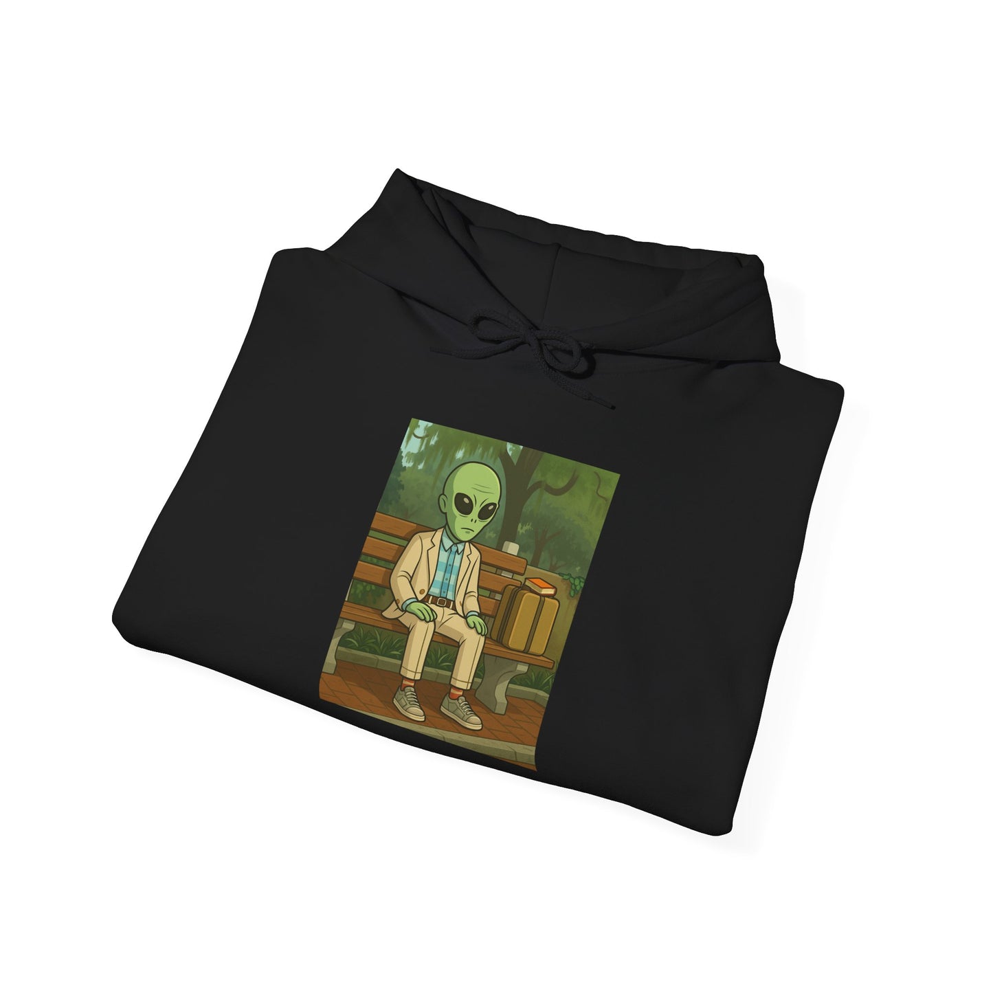 Gump Hoodie – Retro Green Alien Illustration Pullover