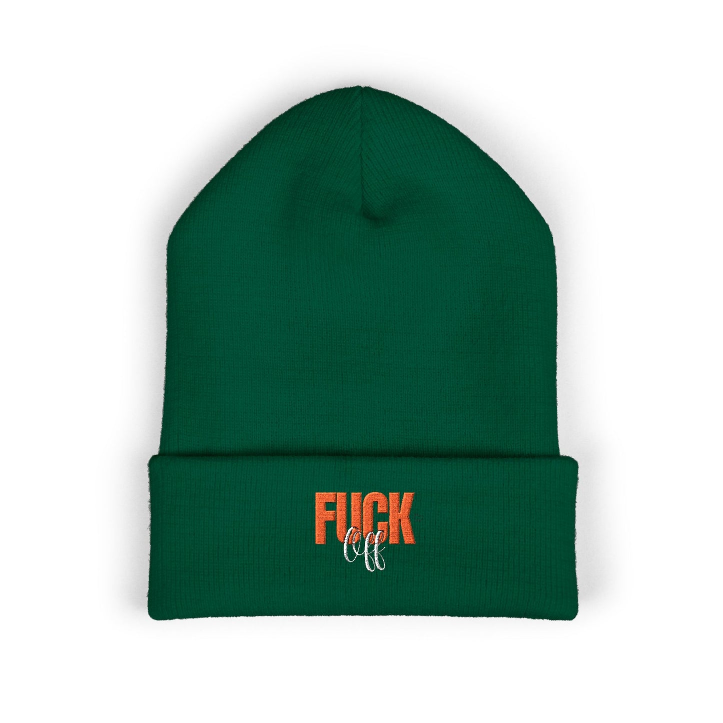 Embroidered 'Fury' Cuffed Beanie – Bold Yellow Knit Hat