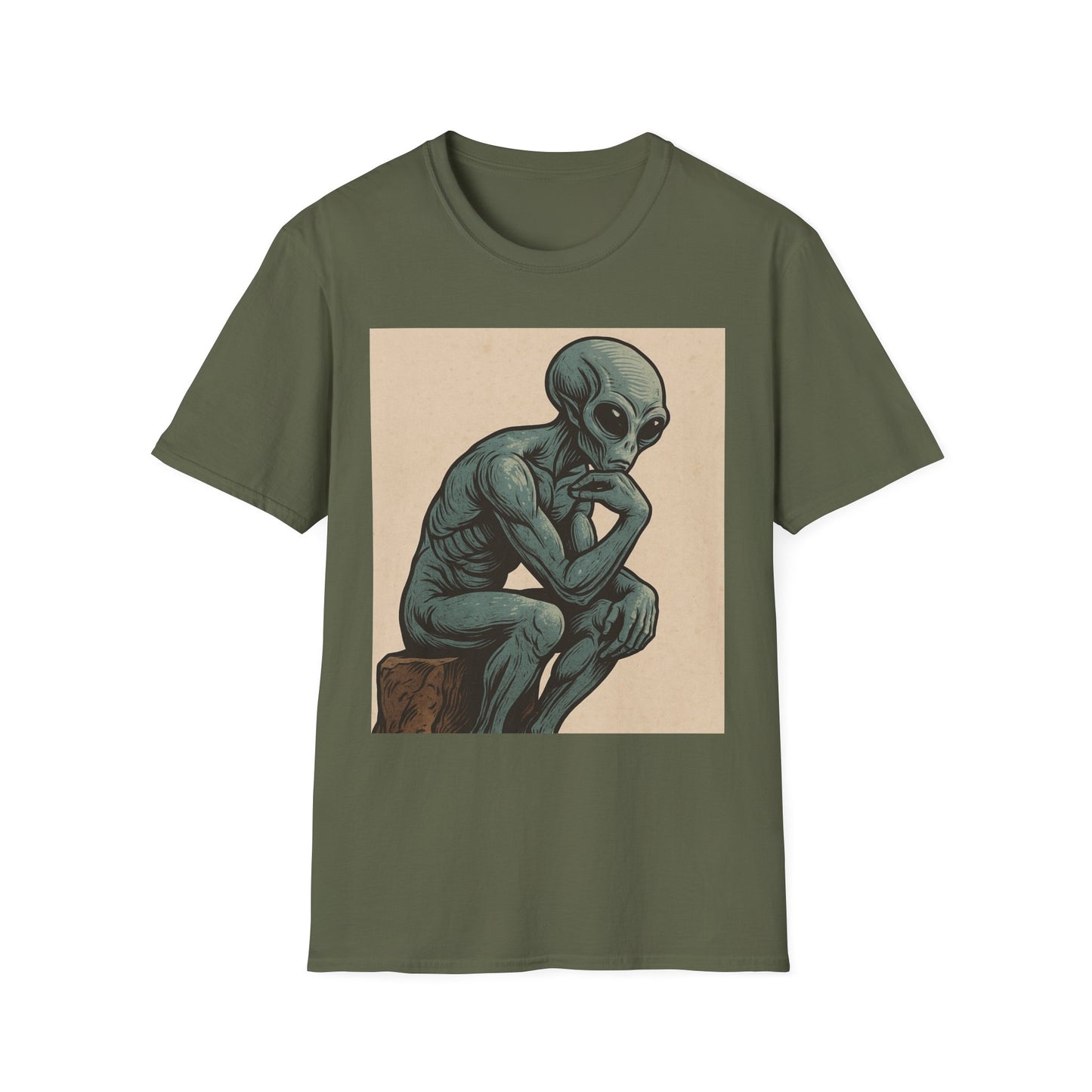 Alien Thinker T-Shirt — Retro Art Sci‑Fi Graphic Tee