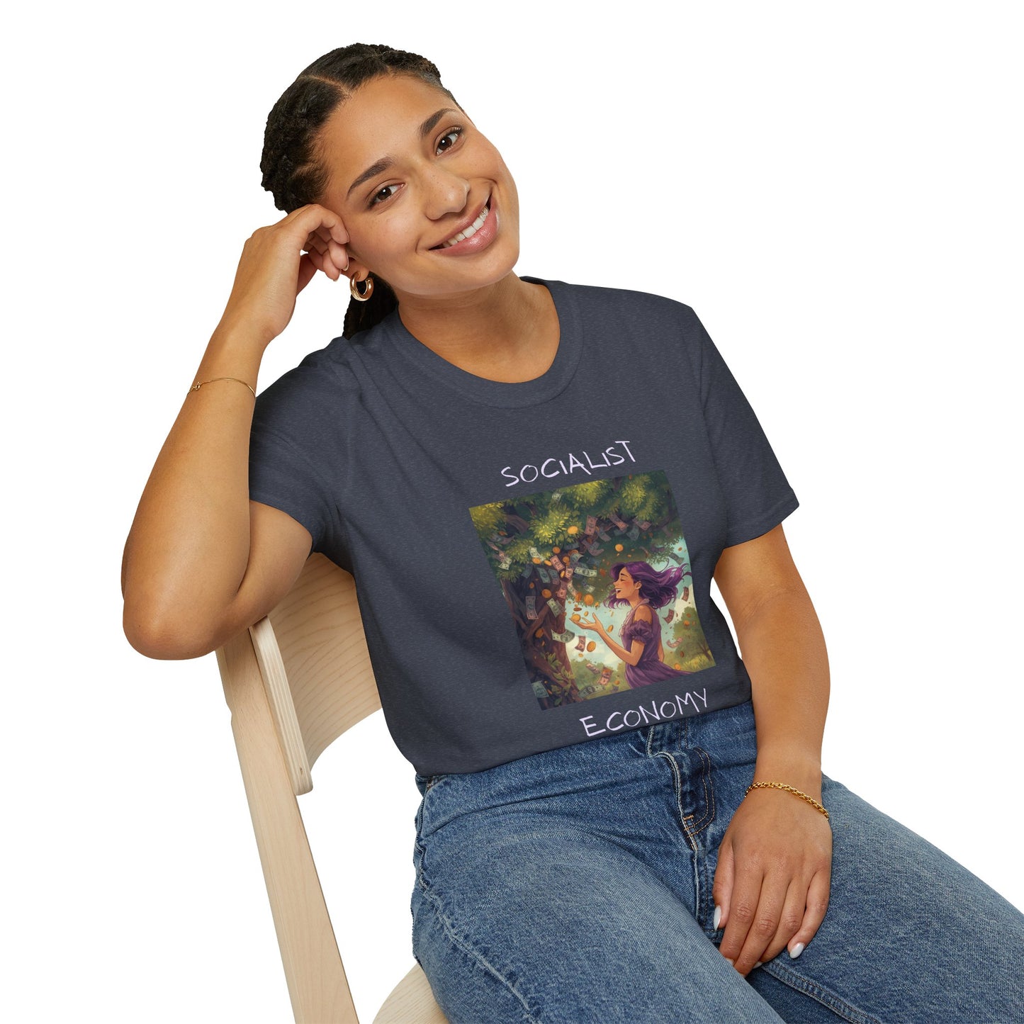 Socialist Economy T‑Shirt — Feminine Nature Illustration Political Tee